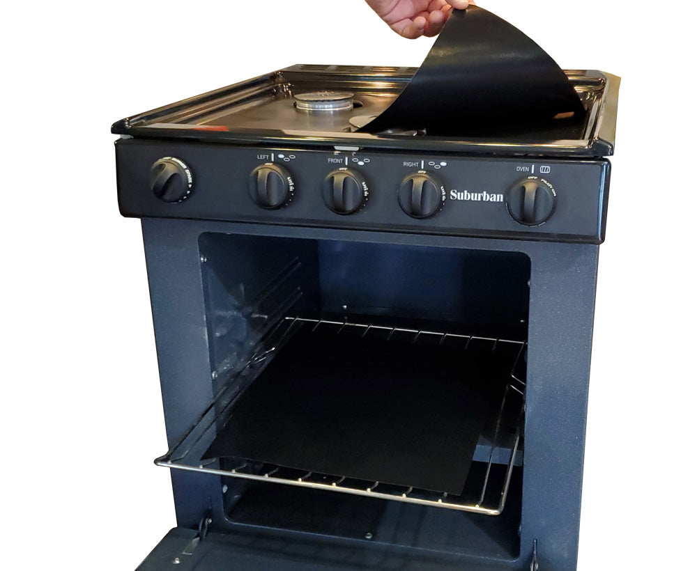 Stove Wrap Stove Top And Oven Protector, For Suburban Triangle 3 Burner Stove, Black, Heat Resistant Up To 550 degree Fahrenheit - SWRV400