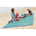 Camco Patio Mat, 6-1/2 ft Length x 5 ft Width, Blue/Green Stripe - 42805