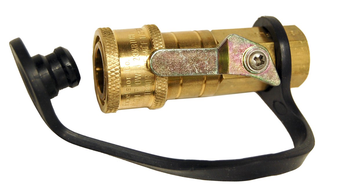 Marshall Excelsior Propane Adapter Fitting, 1/4 in Quick Disconnect (QD) Coupler x 1/4 in Female NPT, Brass - ME-GMCL-4