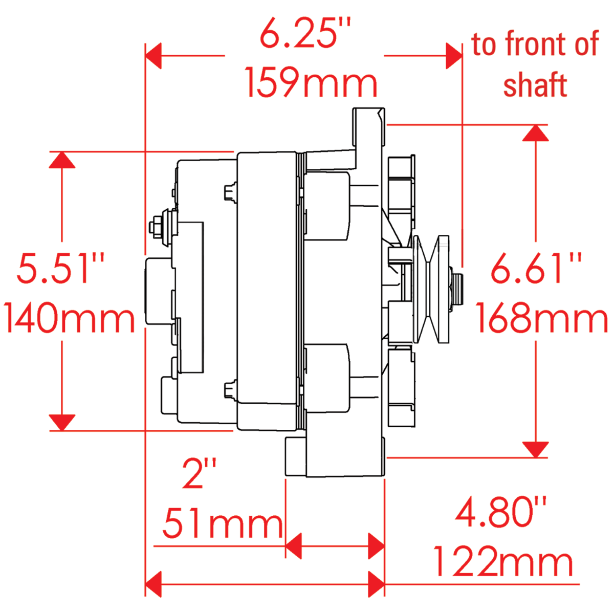 Powermaster Alternator/Generator, Chevrolet/GM 12si Style, 1V-Belt Pulley, 100 amp - 7294