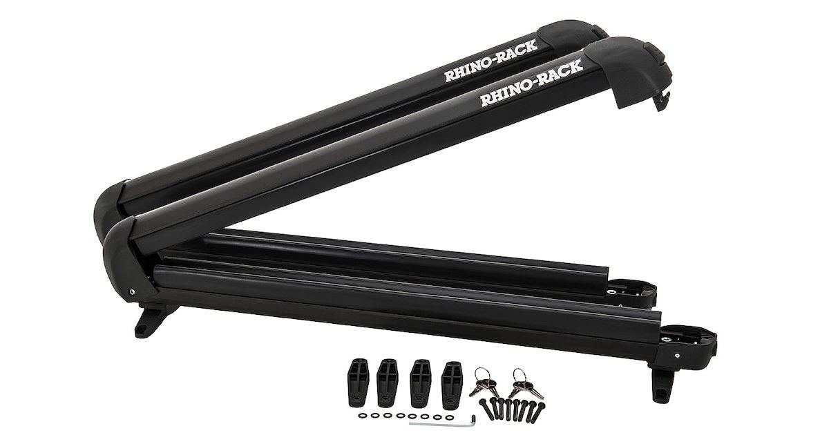 Rhino-Rack USA Ski Carrier - Roof Rack Kit, Carries Up To 6 Pairs Of Skis Or 4 Snowboards, With 2 Ski Carriers/4 Keys/Mounting Hardware - 576