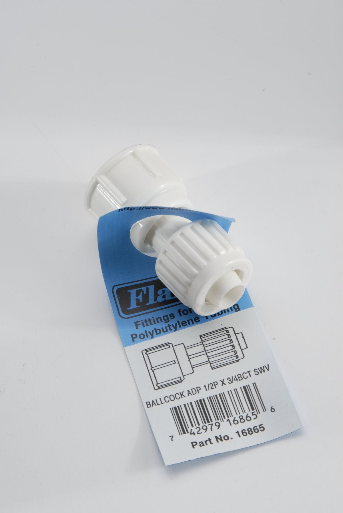 Elkhart Supply Fresh Water Fitting, 1/2 in PEX x 3/4 in Ball Cock Thread Swivel End Nut, White - 16865