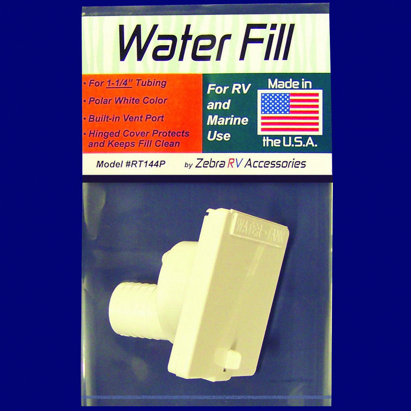 Zebra RV Fresh Water Inlet, For 1-1/4 in Tubing, Polar White - RT144P