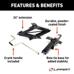 Lippert Leveling Jack, 5000 lb Capacity Per Jack, 24 in Lift Height, Steel, Set Of 2 - 285326