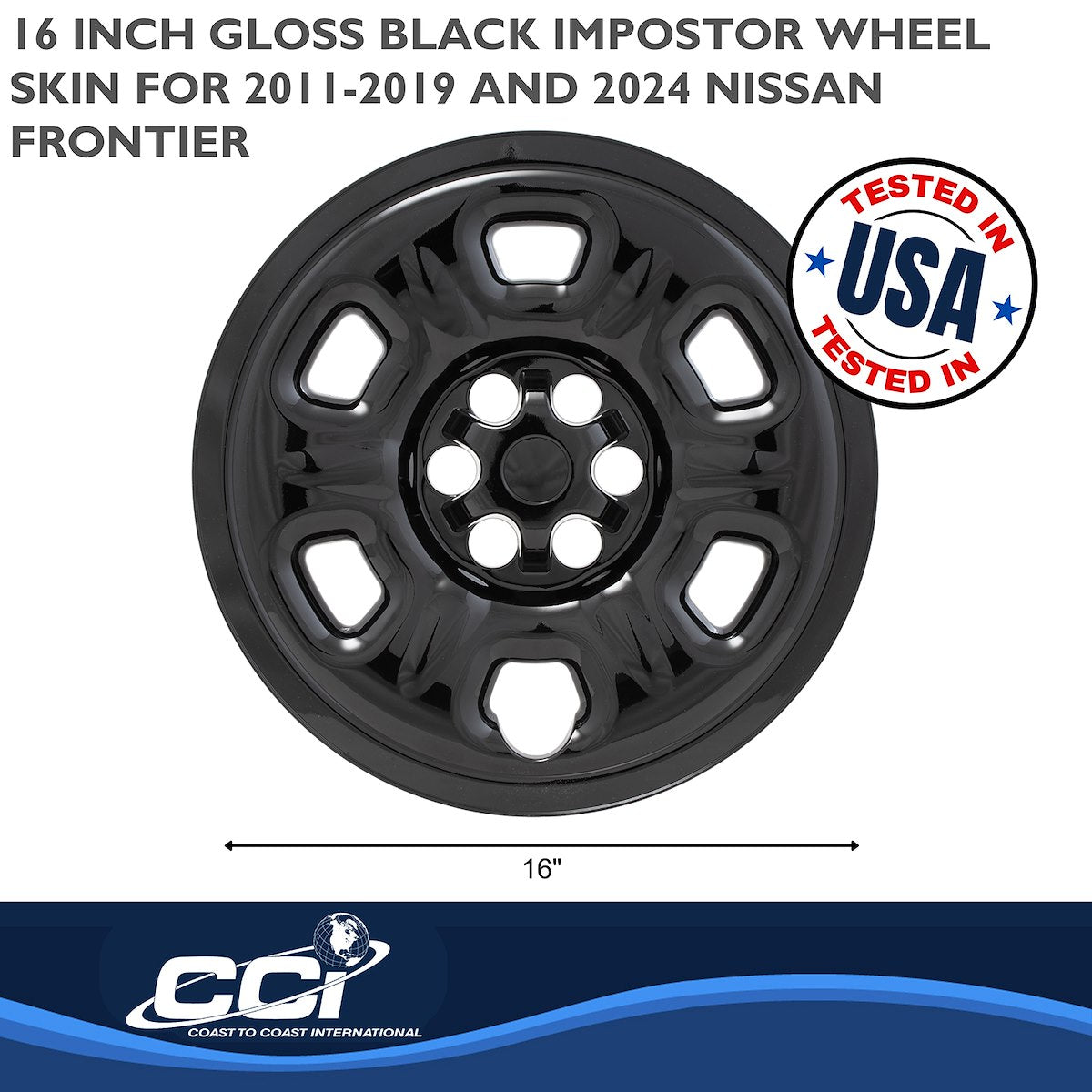 Coast2Coast Wheel Skin, 16 in, 6 Holes, Gloss Black, Set Of 4 - IMP69BLKN