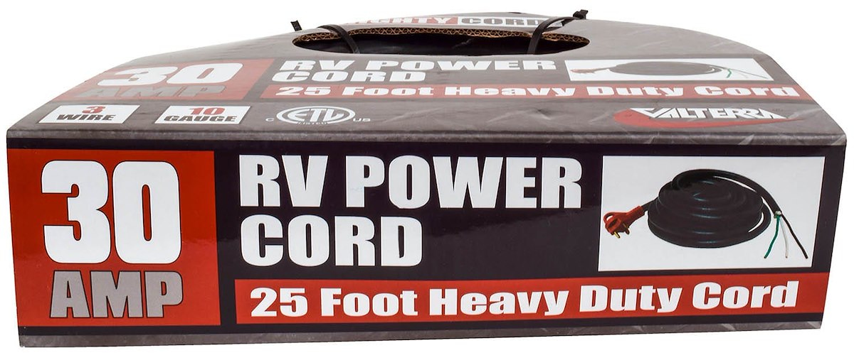 Valterra Power Cord, 30 amp, 25 ft Length, Black - A10-3025END
