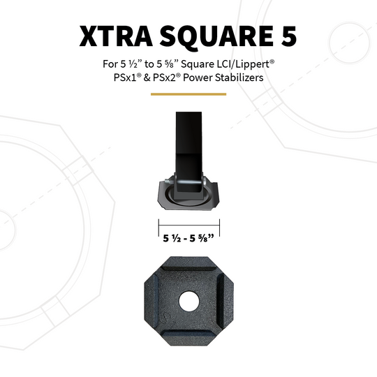 SnapPad Leveling Jack Foot Pad, Fits 5-1/2 in To 5.625 in Square Jack ft, Compatible With PS x1/PS x2 Leveling Systems, Black, Set Of 4 - XTRS5SP4
