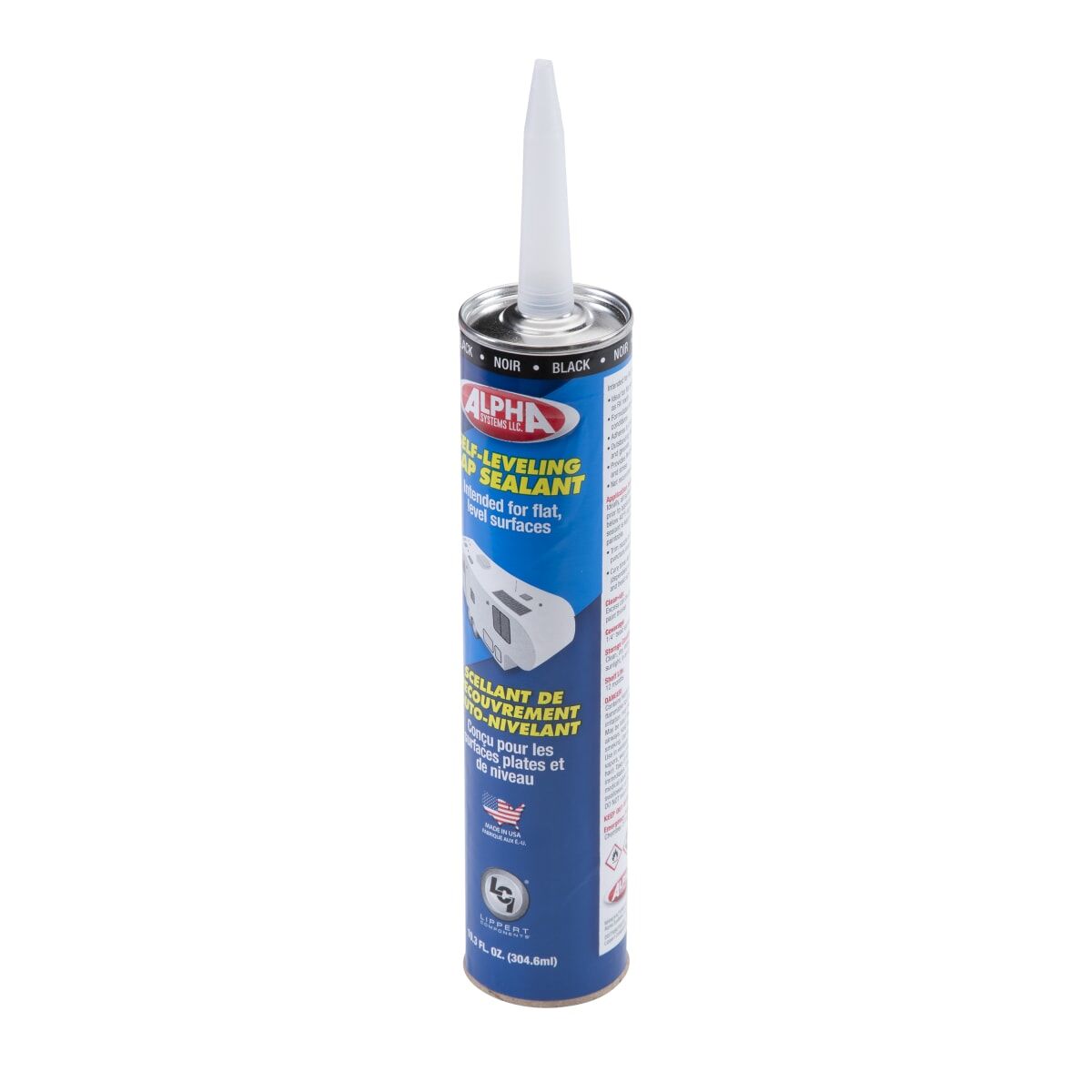 Lippert Caulk Sealant, 1021 Low VOC/Alpha Systems N102101TLCI, Black, 10.3 oz Cartridge - 862145