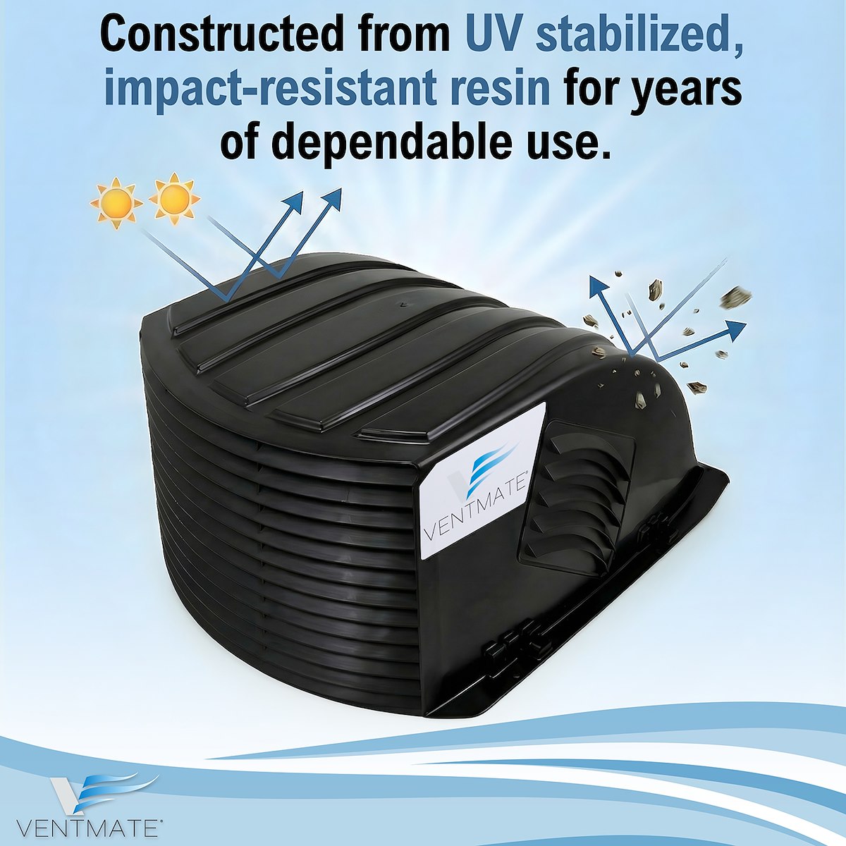 Ventmate Roof Vent Cover, MAKO Series, For 14 in x 14 in MAKO Series Vents, Black - 67316