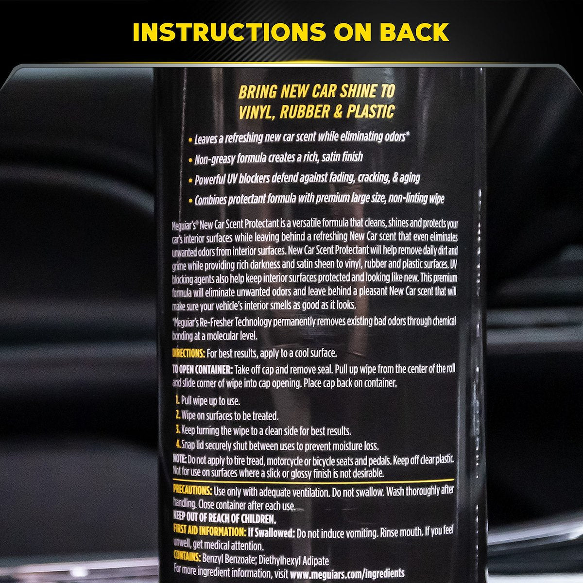 Meguiars Interior Cleaner, 25 Wipes Can - G4200