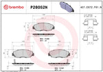 Brembo Brake Pad, FMSI Number D764-7632, Ceramic, Set Of 4 - P28052N
