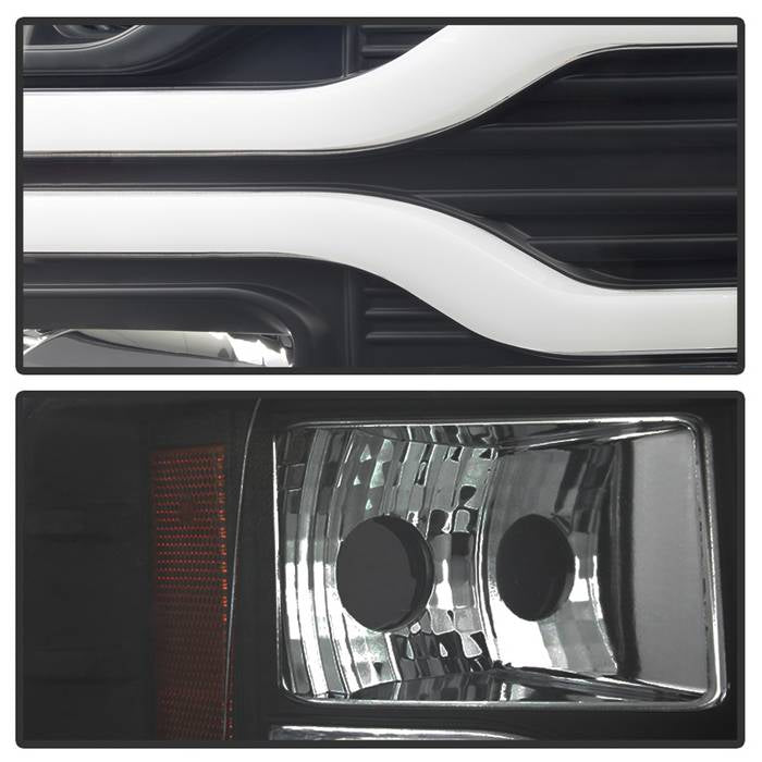Spyder Automotive Headlight Assembly, Version 3, Projector Beam With LED Daytime Running Light, Black Plastic Housing, Set Of 2 - 5083609