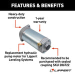 Lippert Leveling System Hydraulic Pump Motor, Use With Lippert Oldham Coupling #286722 - 179327