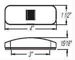 Optronics Clearance Light, MC44 SERIES, Incandescent, 4 in Length x 1-1/2 in Width x 15/16 in Depth - MC44RS