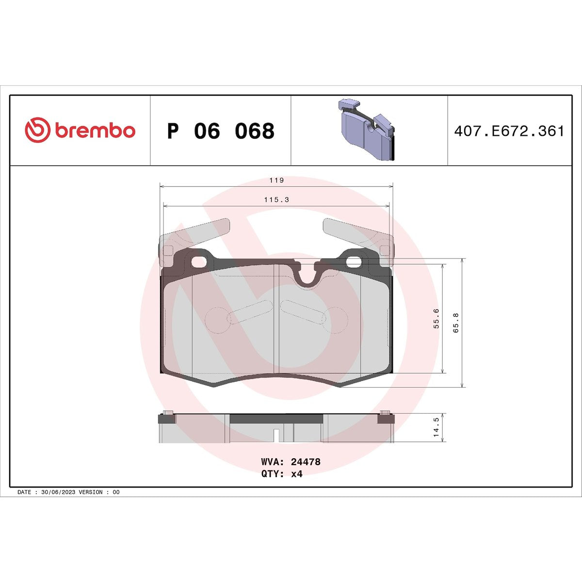 Brembo Brake Pads P06068 product image 4