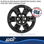 Coast2Coast Wheel Skin, 18 in, 6 Spokes, Gloss Black, Set Of 4 - IWCIMP403BLK