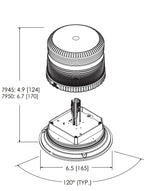 Ecco Electronic Warning Light, 6-1/2 in Diameter x 4.9 in Height, Amber LED, 11 Flash Patterns - 7945A-VM
