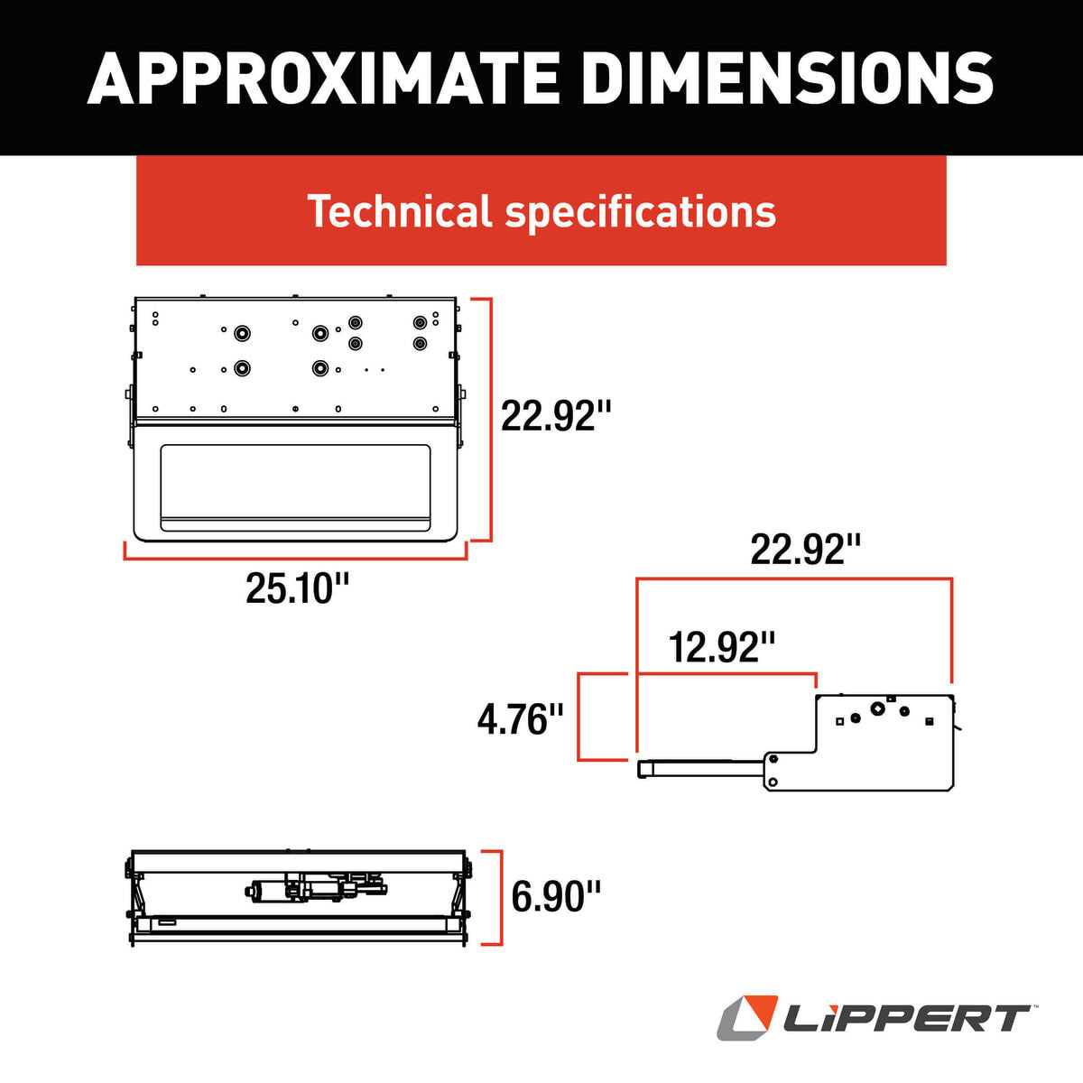 Lippert Entry Step, 25-1/4 in Width x 8-1/2 in Depth, With 5 in Rise, Up To 300 lb Weight Capacity - 371136