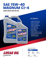 Lucas Oil Oil, SAE 15W-40, 1 gal Jug - 10076