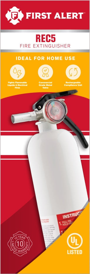 BRK Electronics Fire Extinguisher, UL Rated 5-B:C, 2 lb Bottle, Steel - REC5