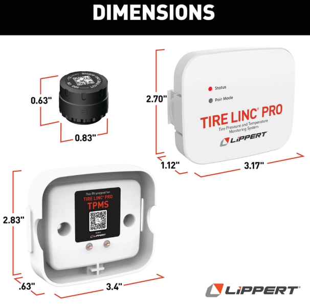 Lippert Tire Pressure Monitoring System - TPMS, 4 Sensors - 2024115889