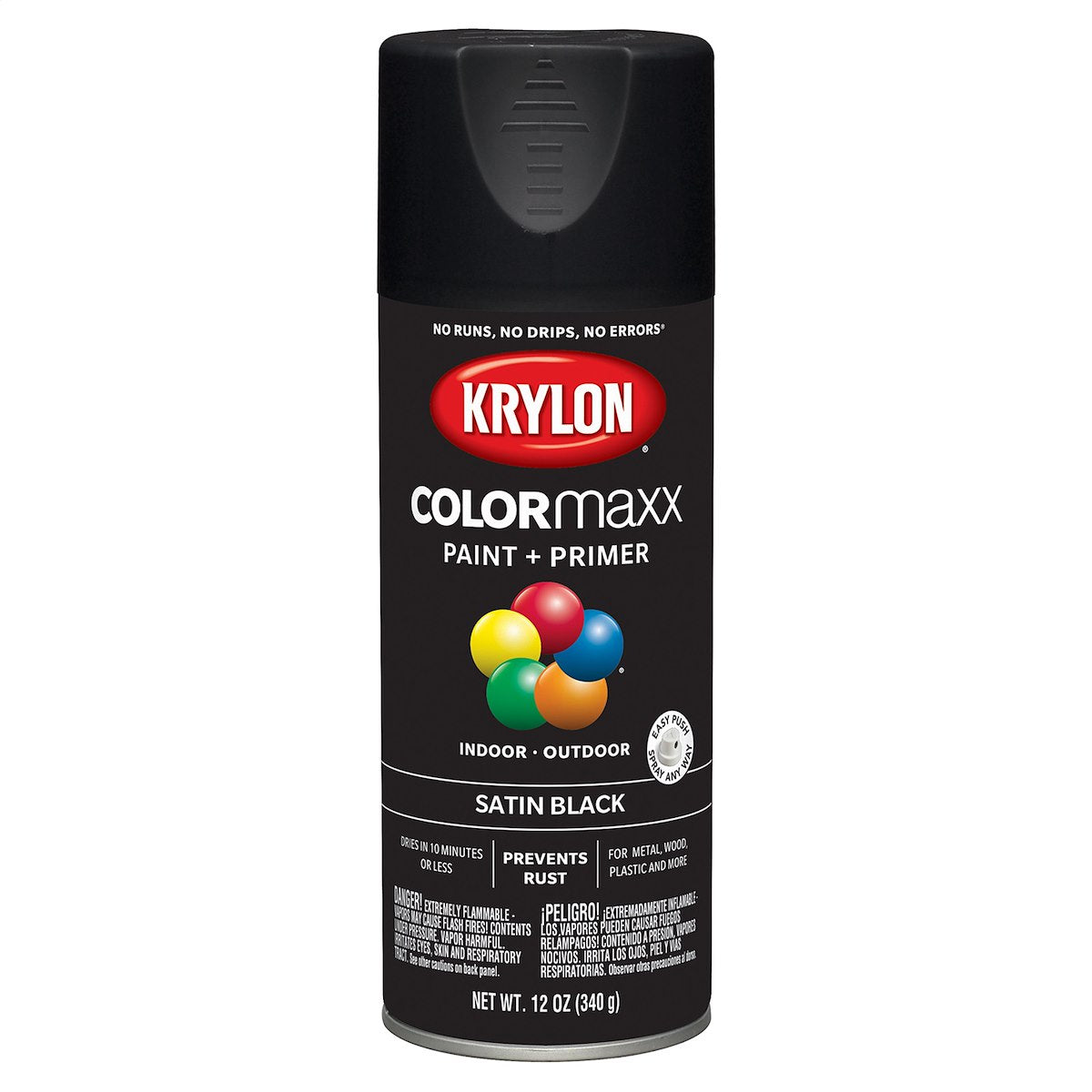 VHT/ Duplicolor Paint, For Metal/Wicker/Plastic/Glass/Ceramic/Fabric/Paper/Wood Surface, Satin Black, 12 oz - 5557
