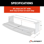 Lippert Entry Step, 24 in Width x 7 in Depth, Powder Coated Black Heavy Gauge Steel - 432678