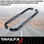 TrailFX Nerf Bar, 3 in Round Bent 60 degree, Black, Steel - A0046B