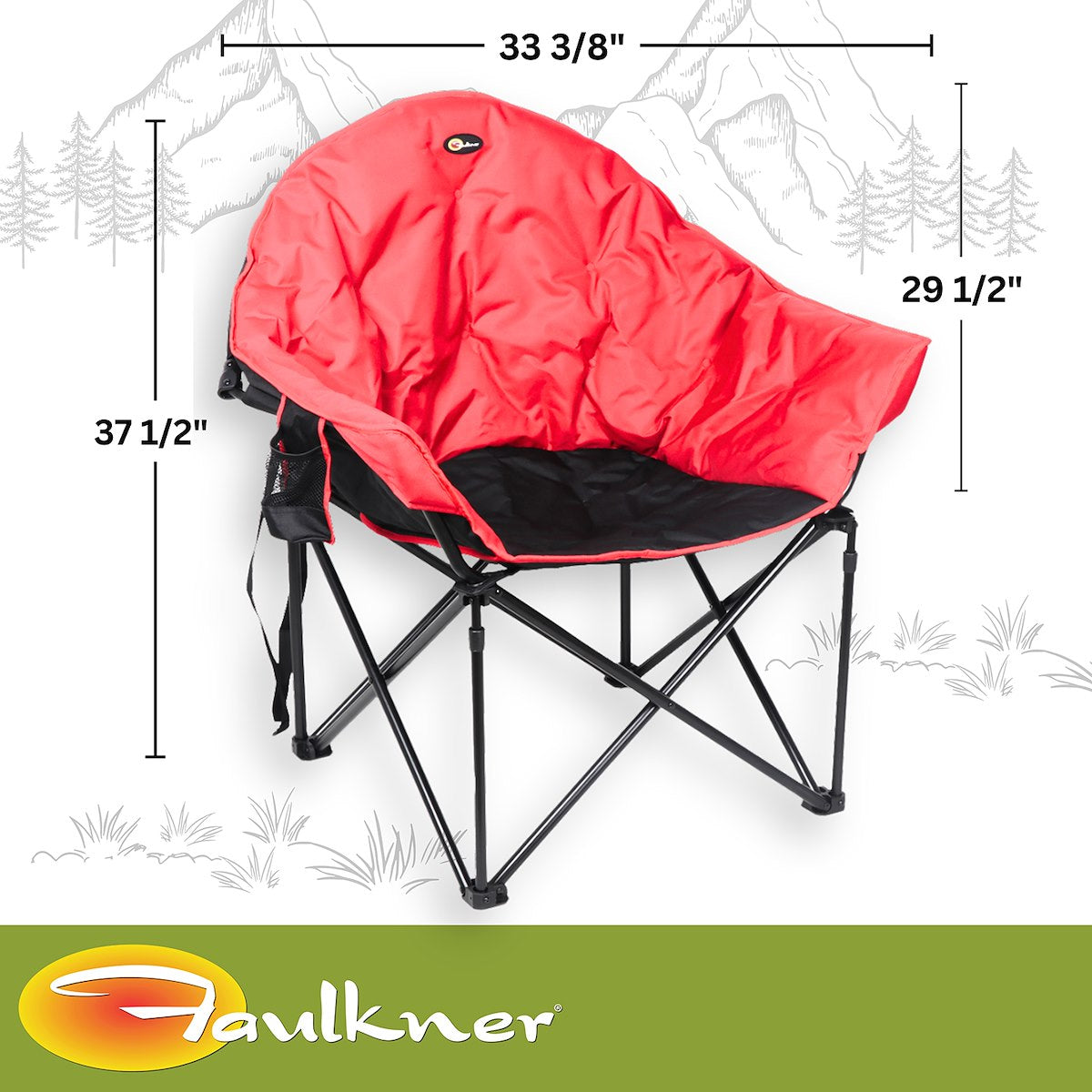 Faulkner Camping Chair, 300 lb Weight Capacity, Burgundy/Black, 3/4 in Steel Tubing With Polyester Padding/Polyester Fabric - 49579H