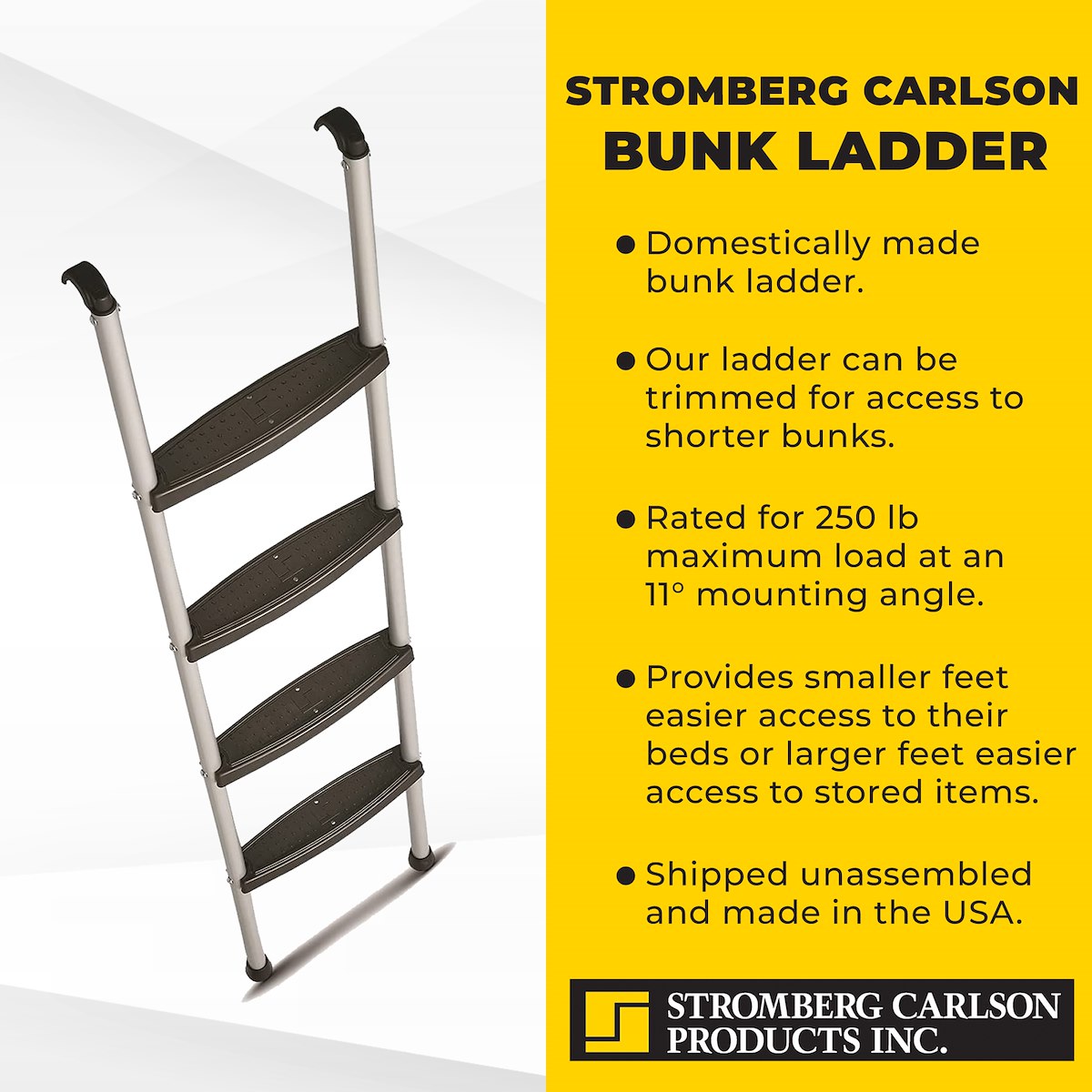Stromberg Carlson Bunk Ladder, 66 in Height, Aluminum, 250 lb Load Capacity - LA-2021466