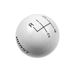 Hurst Manual Trans Shifter Knob, SAE 3/8-16, Round With 4 Speed Pattern/Hurst Logo, White - 1637626