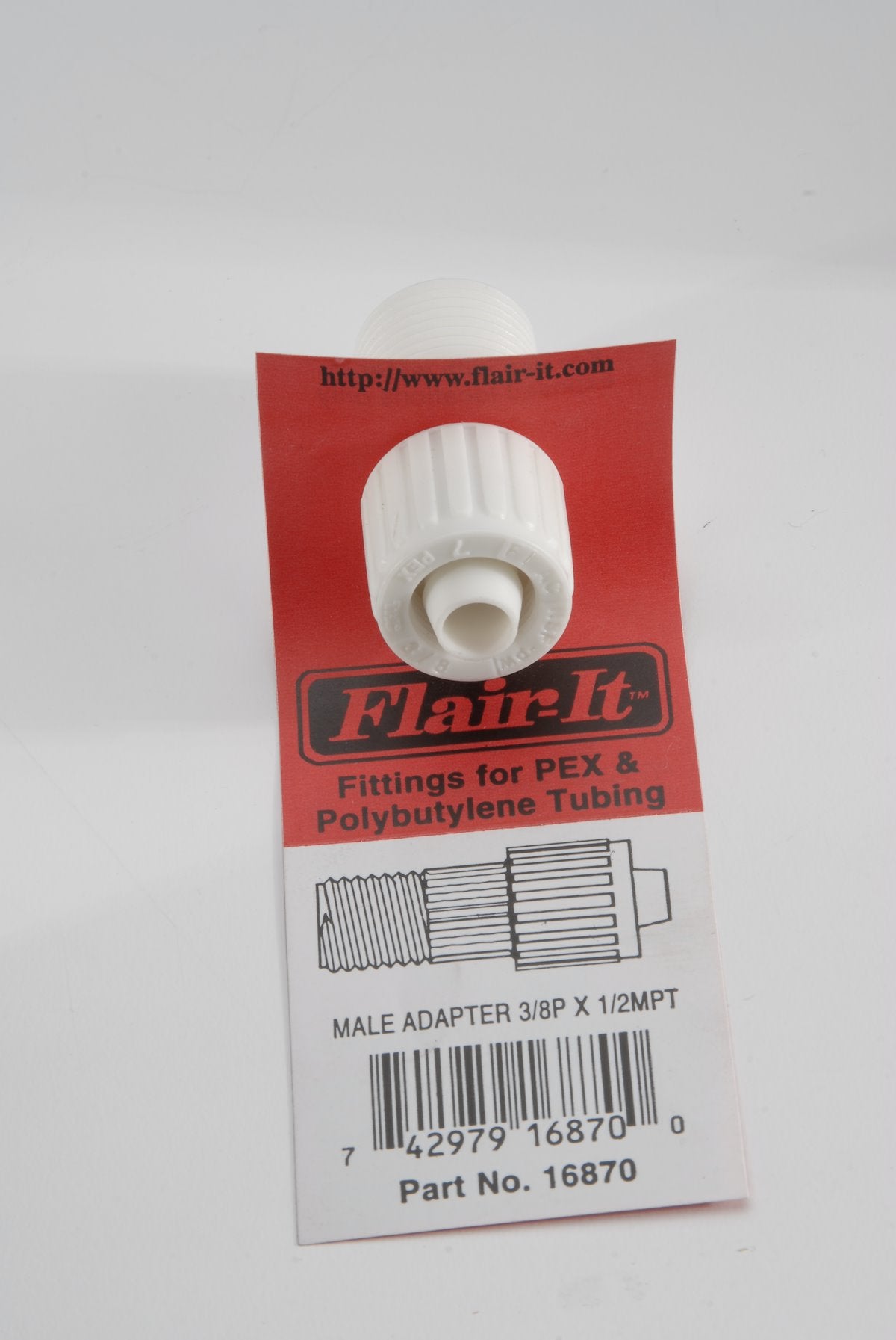 Elkhart Supply Fresh Water Fitting, 3/8 in PEX x 1/2 in Male Pipe Thread, White - 16870