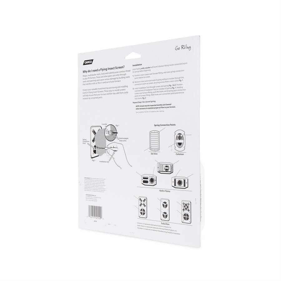 Camco Bug Screen - RV Appliance, 7-1/2 in Length x 4-1/8 in Width x 1-5/16 in Depth, Stainless Steel, Model FUR100 - 42140