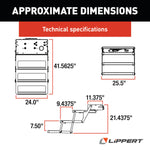 Lippert Entry Step, Series 25, 24 in Tread Width x 9 in Depth, With 8 in Rise - 365837