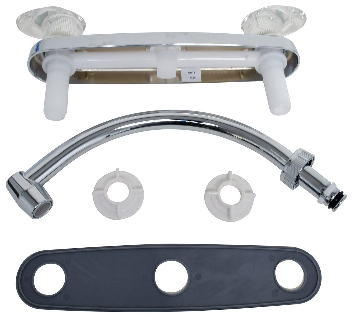 Phoenix Products Faucet, 9 in Hi-Arc Spout, 2 Acrylic Lever Handle, Polished Chrome Plated/Plastic Underbody - PF221302