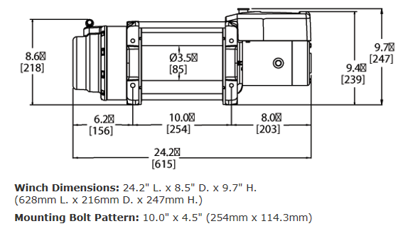 Warn Winch, 16.5ti Series, 12 V Electric, 16500 lb Pull Line Capacity - 68801