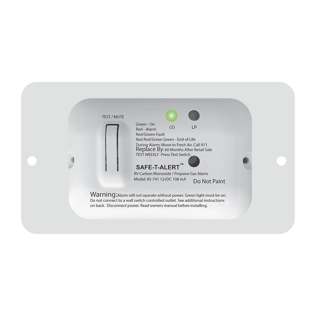 MTI Industries Carbon Monoxide/Propane Leak Detector, With LED Indicator, 12 V Hardwired, White - 85-741-WT-TR