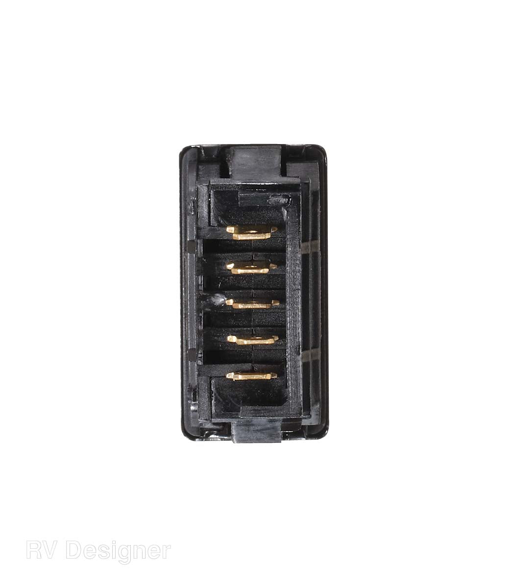 RV Designer Slide Out Switch, 5 Pin Terminal, 1.52 in x 0.73 in Cutout Size, 20 amp (Continuous) - S125