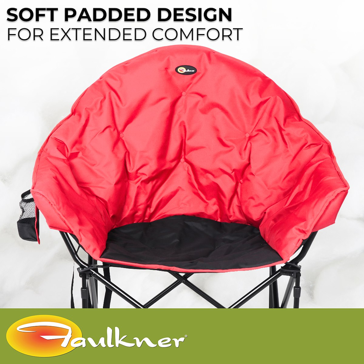 Faulkner Camping Chair, 300 lb Weight Capacity, Burgundy/Black, 3/4 in Steel Tubing With Polyester Padding/Polyester Fabric - 49579H