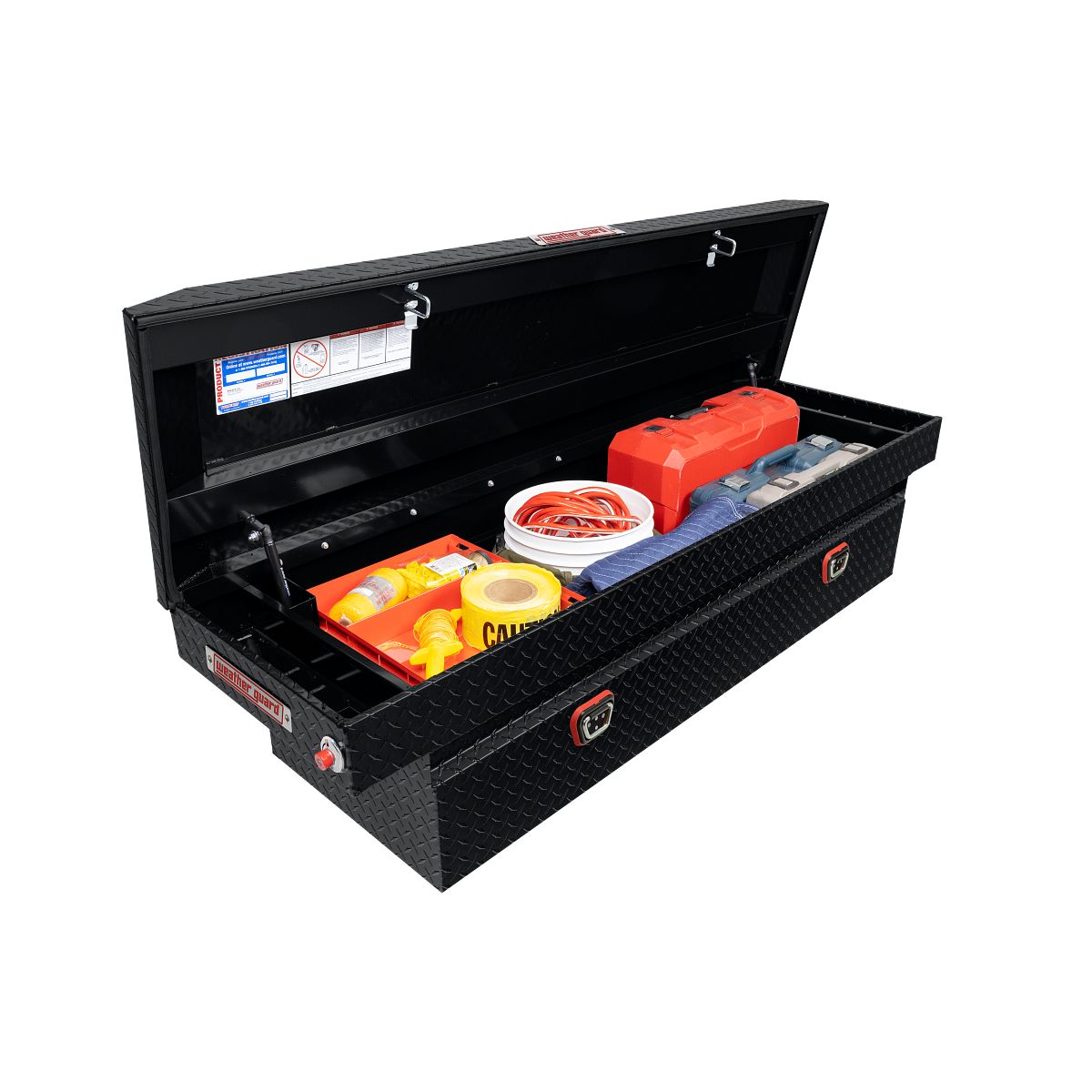 Weather Guard Tool Box, Gloss Black, Aluminum, 20 in Length x 72 in Width x 18 in Height - 127-5-04