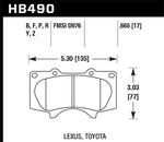 Hawk Brake Pad, LTS Series, FMSI Number D976, 0.665 in Thickness, Set Of 4 - HB490Y.665