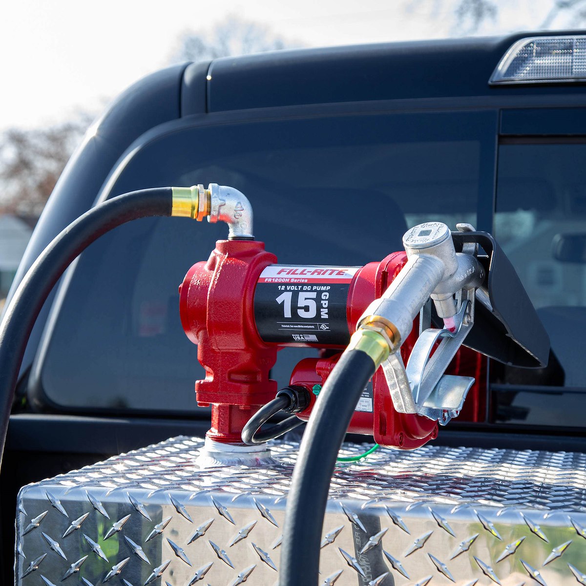 Fill-Rite Liquid Transfer Tank Pump, Diesel/Gasoline/Kerosene/E15 And Biodiesel Up To B20, 12 V DC, Up To 15 gal Per Minute - FR1210H
