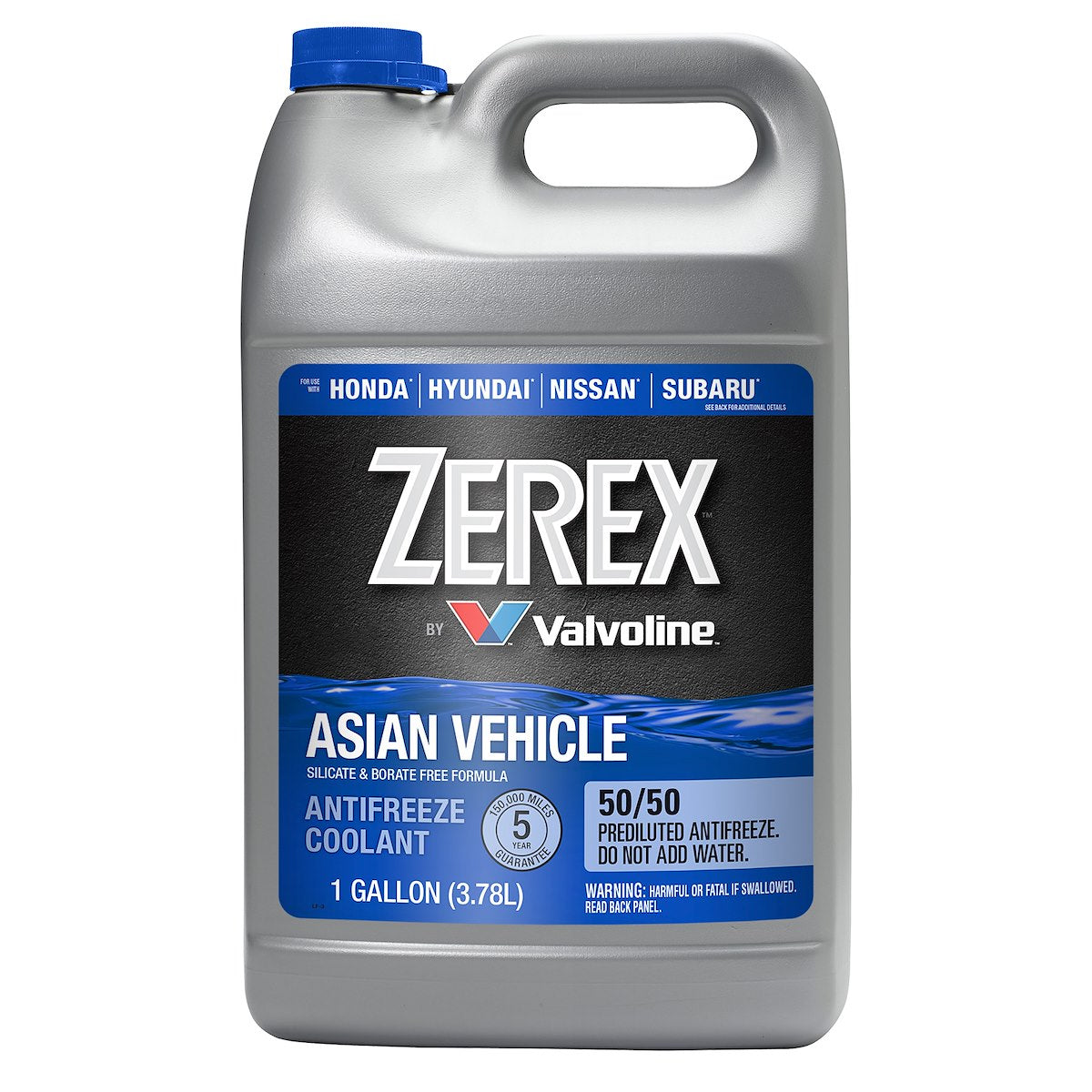 Zerex Engine Coolant, Pre-Mixed 50-50, Blue, Service Life Of Up To 5 Years Or 150,000 Miles - 861398