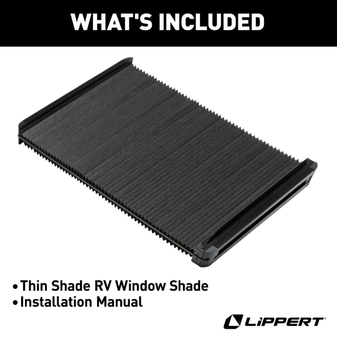 Lippert Window Shade, 11-7/8 in Width x 21-1/2 in Length, Black - 2025009147