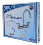 Phoenix Products Faucet, 9 in Hi-Arc Spout, 2 Brushed Nickel Plated Lever Handles, 2 Hole Application - PF221403