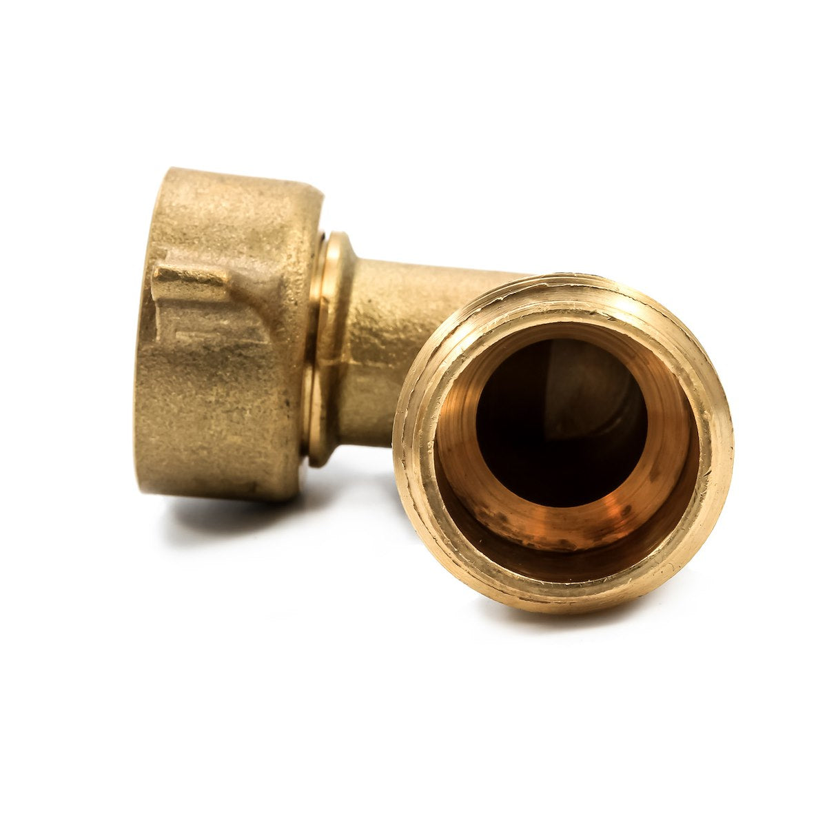 Camco Fresh Water Hose Connector, 90 degree Elbow With Gripper, Brass, Complies With CA and VT Regulations For Brass Content - 22502