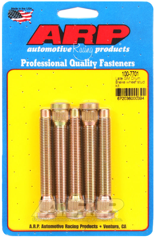 ARP Wheel Stud, 7/16 in - 20 Thread Size, 3.165 in Under Head Length, 0.420 in Knurl Length, Pack of 5 - 100-7701