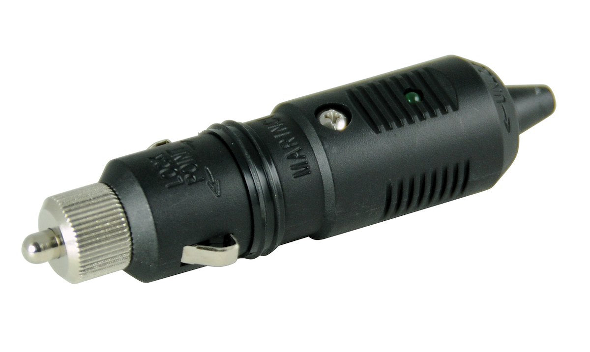 Marinco Cigarette Lighter Power Adapter, Use With Standard 12 V Receptacles, 12 V Power Supply, With LED Power Indicator - 12VPGRV