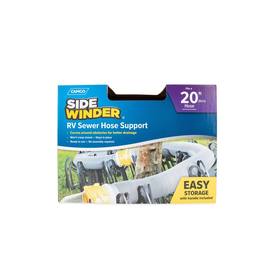 Camco Sewer Hose Support, Holds 20 ft Hose, Black - 43051