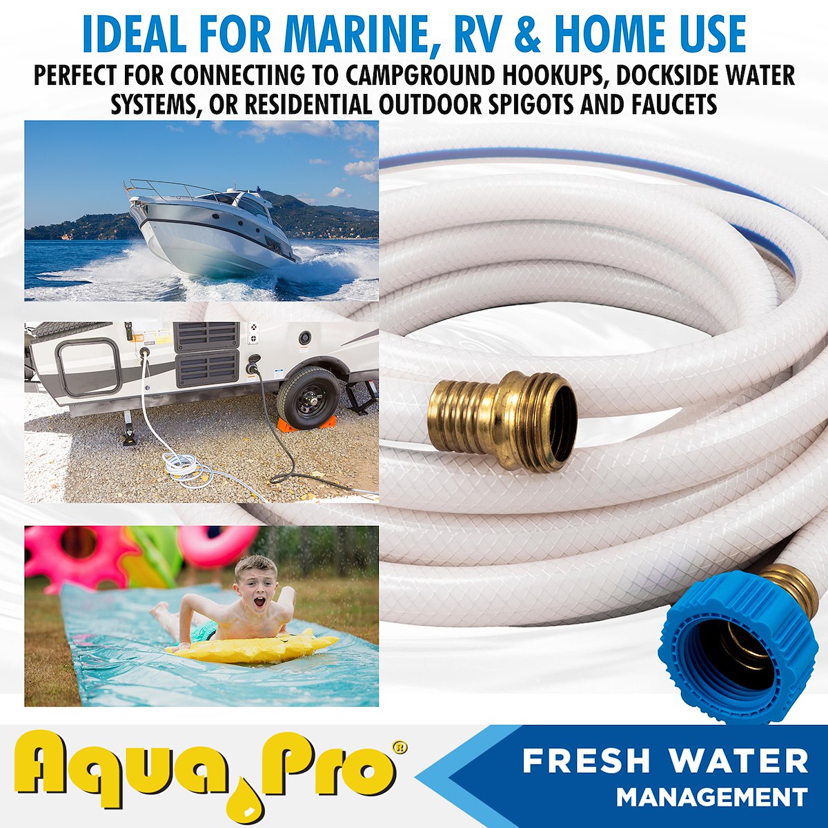 Aqua Pro Fresh Water Hose, 5/8 in Diameter, 50 ft Length, 120 PSI Working Pressure - W20867